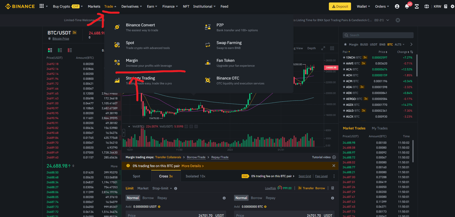 바이낸스 마진거래 하는법 4가지 및 사용법 수수료 정리